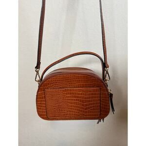 Melie Bianco Natural Faux Crocodile Leather Crossbody Handbag